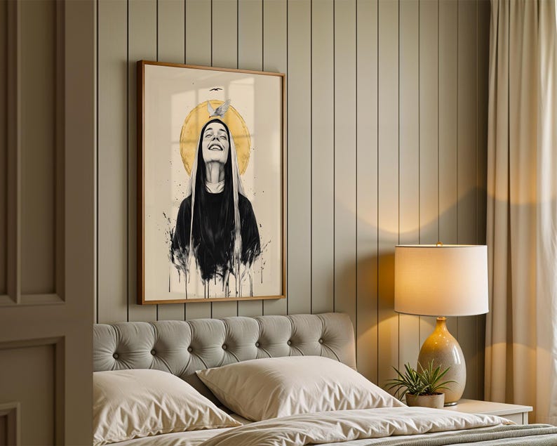 Kunstdrucke zur Heiligen Scholastika | Moderne katholische Wanddekoration im Aquarellstil Bild 3