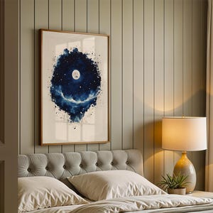 Gerahmtes Poster „Die Erschaffung der Sterne und des Mondes“ | Moderne christliche Wandkunst Bild 3