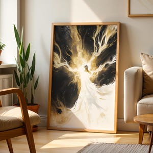 Poster incorniciato "La Creazione della Luce" / Opera d'arte cattolica moderna ad acquerello da appendere al muro immagine 2