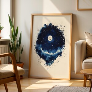 The Creation of the Stars and Moon Printable Art | Modern Watercolor Christian Wall Decor image 2