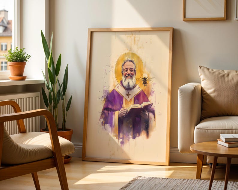 Saint Ambrose of Milan Framed Poster | Minimalist Catholic Wall Art afbeelding 2