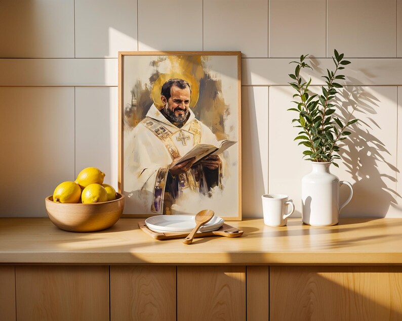Arte imprimible de San Juan Crisóstomo / Decoración católica de pared en acuarela imagen 7