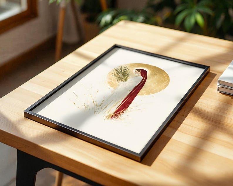Inramad affisch med Sankta Lucia av Syrakusa | Minimalistisk katolsk väggkonst bild 4