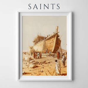Noah Building the Ark Framed Poster | Modern Catholic Wall Art image 1