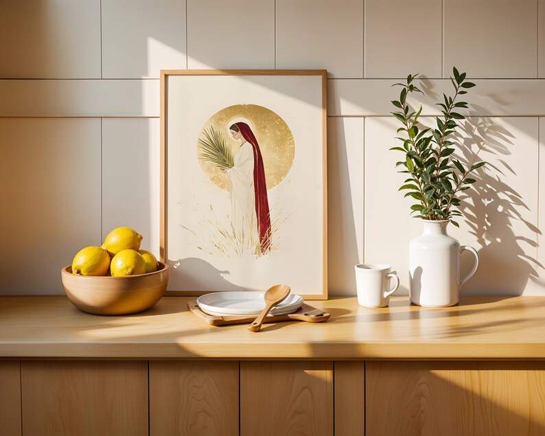 Inramad affisch med Sankta Lucia av Syrakusa | Minimalistisk katolsk väggkonst bild 12