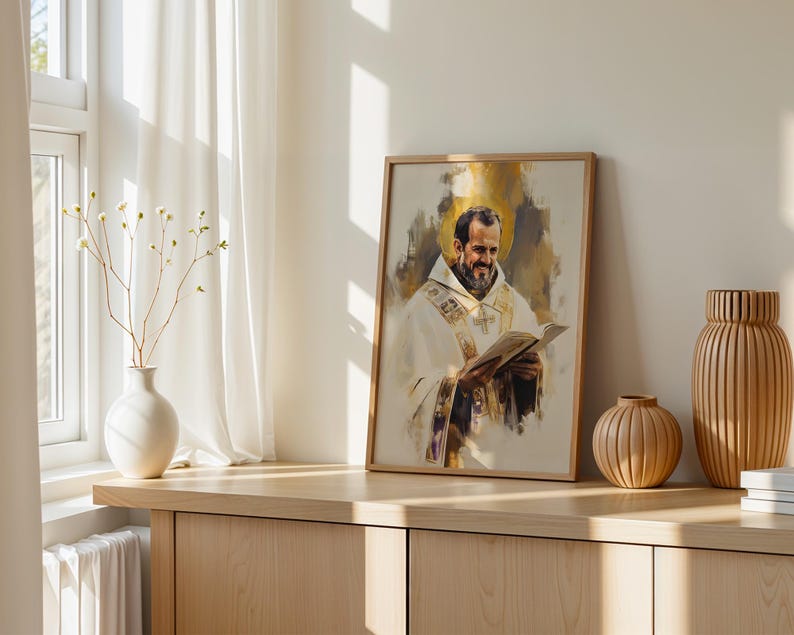 Saint John Chrysostom Framed Poster | Minimalist Catholic Wall Art image 4
