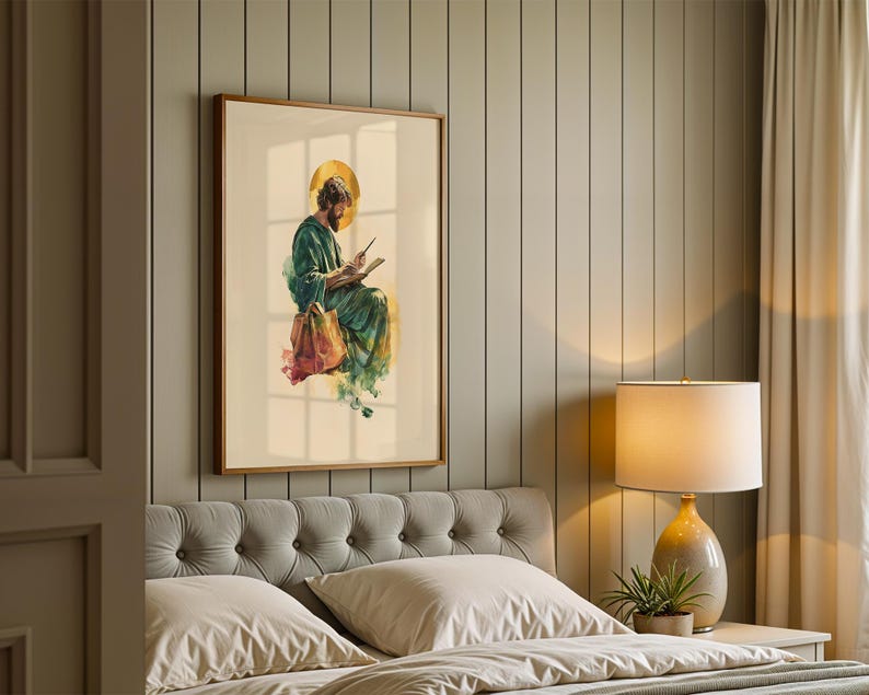 Utskrivbar konst av aposteln Matteus | Akvarell katolsk väggdekoration bild 4