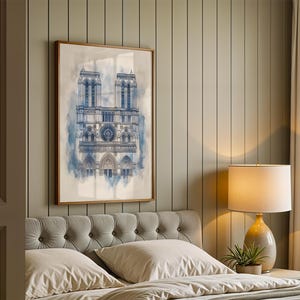 Notre-Dame de Paris inramad poster | Minimalistisk katolsk väggkonst bild 2