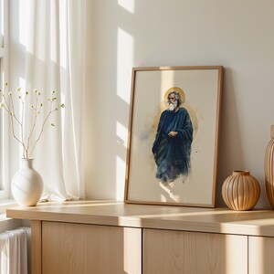 Inramad poster med aposteln Sankt Andreas | Minimalistisk katolsk väggkonst bild 2