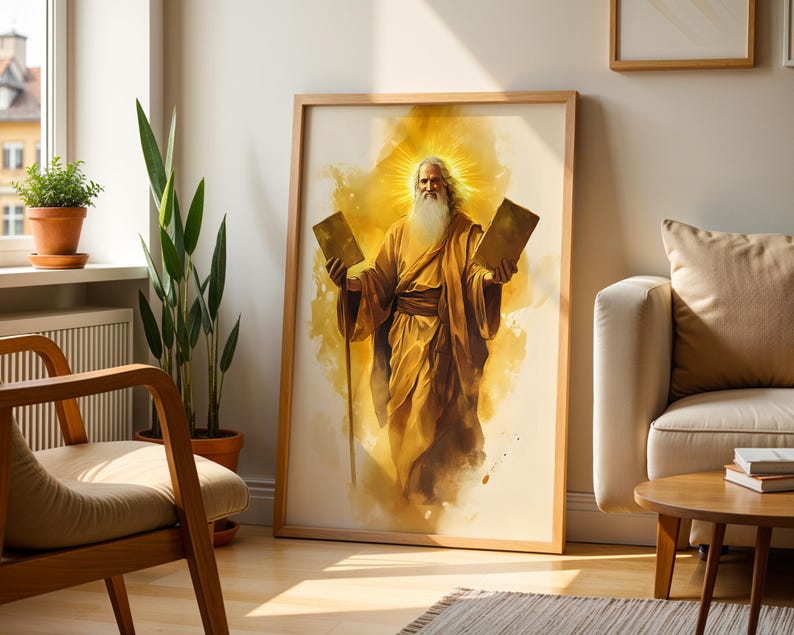 Moses-Kunstdrucke | Moderne katholische Wanddekoration im Aquarellstil Bild 2