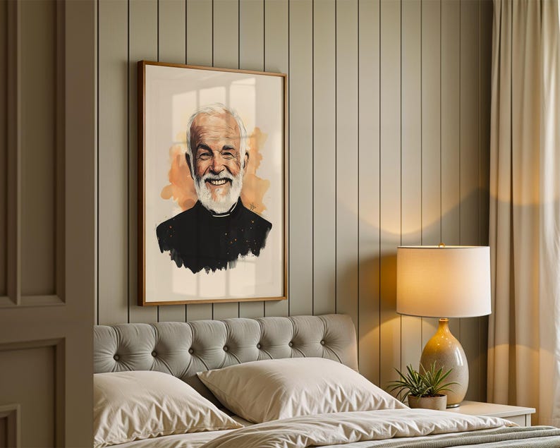 Utskrivbar konst av Sankt Johannes Vianney | Modern akvarell katolsk väggdekoration bild 3