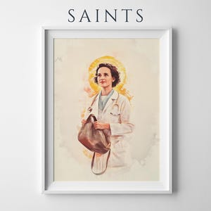 Saint Gianna Molla Framed Poster | Minimalist Catholic Wall Art | Modern Religious Decor image 1