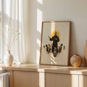 Art imprimable de Saint John Bosco | Décoration murale catholique moderne à l'aquarelle image 2