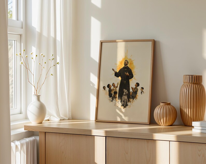 Art imprimable de Saint John Bosco | Décoration murale catholique moderne à l'aquarelle image 2