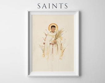 Póster enmarcado de San Esteban I Mártir / Arte mural católico minimalista