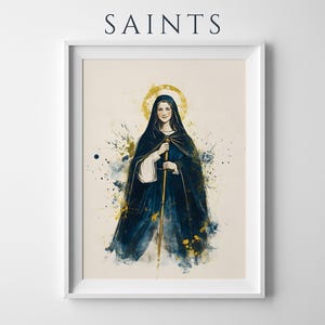 Saint Bridget of Sweden Printable Art | Watercolor Catholic Wall Decor image 1