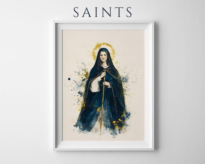 Saint Bridget of Sweden Printable Art | Watercolor Catholic Wall Decor image 1