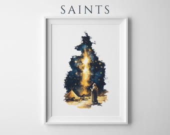 Der Ruf Abrahams gerahmtes Poster | Moderne katholische Wandkunst | Holzrahmen
