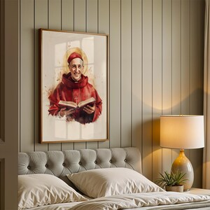 Saint Bonaventure Framed Poster | Modern Watercolor Catholic Wall Art image 3
