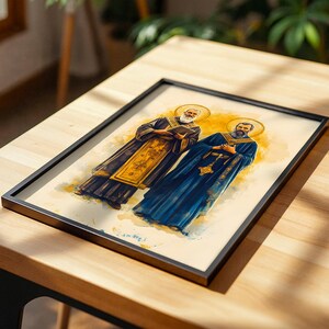 Saint Cyril and Methodius Printable Art | Modern Watercolor Catholic Wall Decor image 5