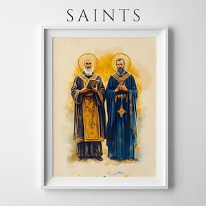 Saint Cyril and Methodius Framed Poster | Modern Catholic Wall Art image 1