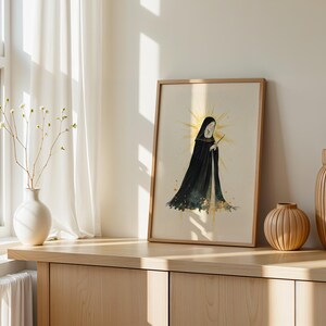 Póster enmarcado de Santa Hildegarda de Bingen / Arte mural católico minimalista imagen 2