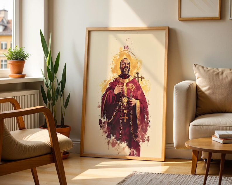Arte imprimible de San Ignacio de Antioquía / Decoración católica de pared en acuarela imagen 2