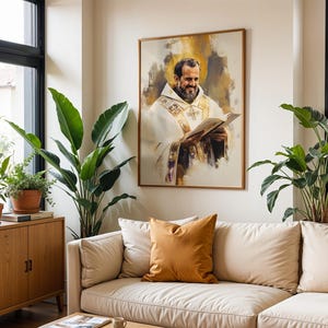 Arte imprimible de San Juan Crisóstomo / Decoración católica de pared en acuarela imagen 6