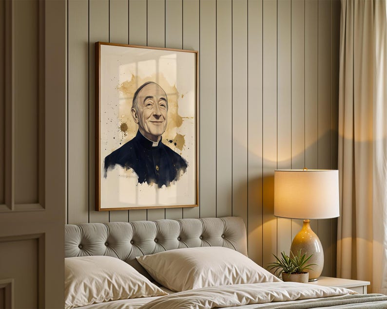 Arte imprimível de São João Batista de Rossi | Decoração de parede católica em aquarela imagem 5