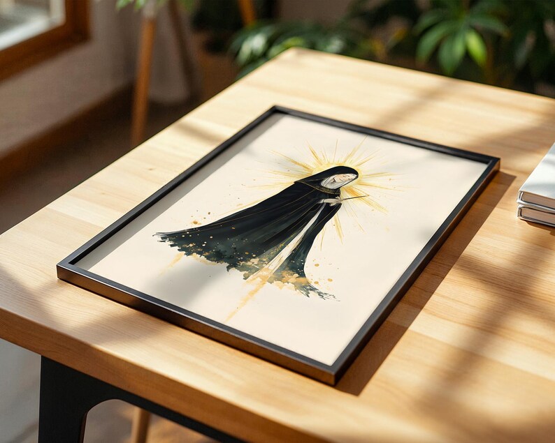 Póster enmarcado de Santa Hildegarda de Bingen / Arte mural católico minimalista imagen 11