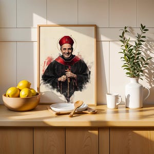 Saint Charles Borromeo Printable Art | Modern Watercolor Catholic Wall Decor image 7