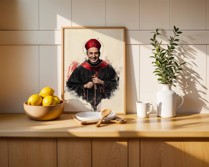 Saint Charles Borromeo Printable Art | Modern Watercolor Catholic Wall Decor image 7