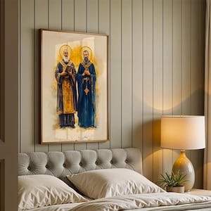 Saint Cyril and Methodius Printable Art | Modern Watercolor Catholic Wall Decor image 3