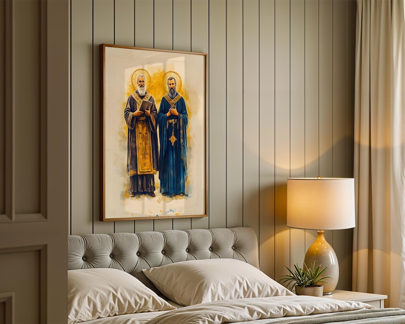 Saint Cyril and Methodius Printable Art | Modern Watercolor Catholic Wall Decor image 3