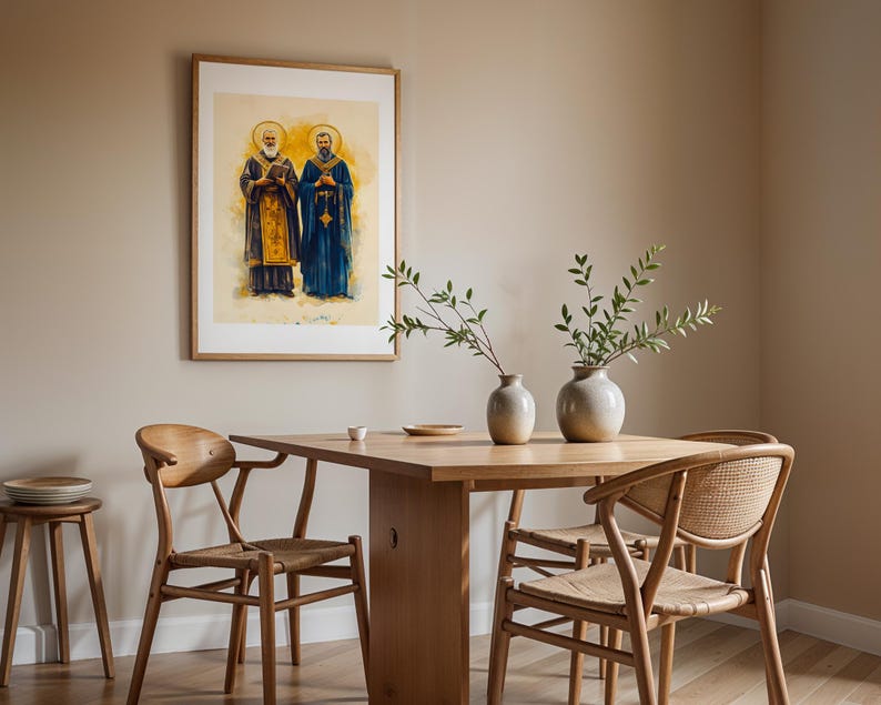Saint Cyril and Methodius Printable Art | Modern Watercolor Catholic Wall Decor image 9