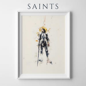 Utskrivbar konst av den heliga Jeanne d'Arc | Akvarell katolsk väggdekoration bild 1