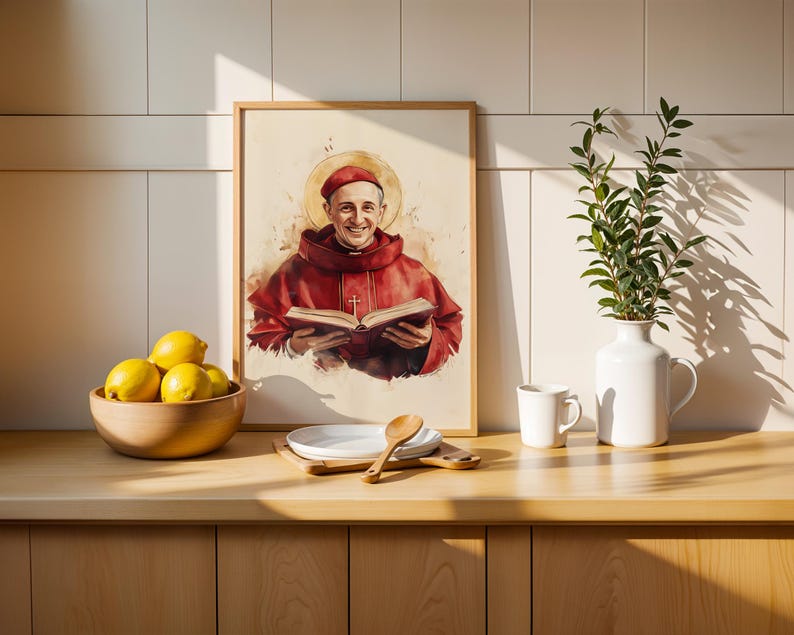 Saint Bonaventure Printable Art | Modern Watercolor Catholic Wall Decor image 7