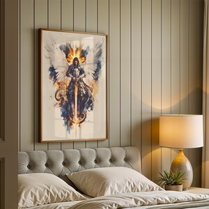 Saint Michael the Archangel Printable Art | Modern Catholic Watercolor Wall Decor image 3