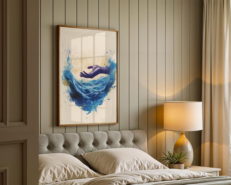 De schepping van de zee en de hemel | Ingelijste poster | Minimalistische katholieke muurdecoratie afbeelding 3