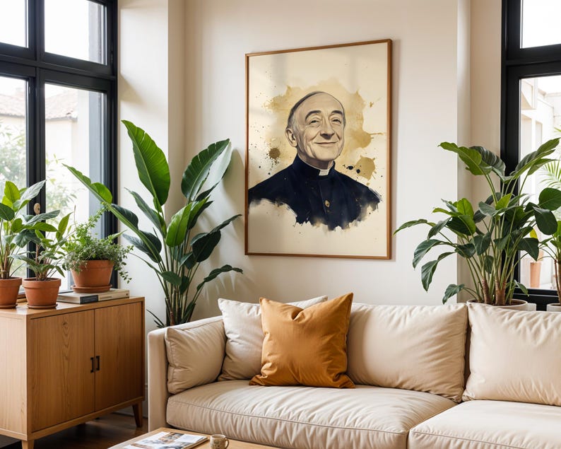 Arte imprimível de São João Batista de Rossi | Decoração de parede católica em aquarela imagem 6