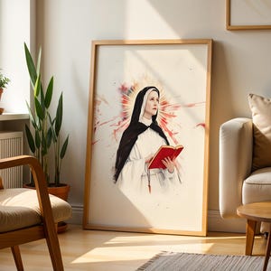 Saint Faustina Kowalska Framed Poster | Modern Catholic Wall Art | Religious Decor image 4