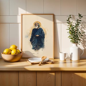 Utskrivbar konst av aposteln Sankt Bartolomeus | Akvarell katolsk väggdekoration bild 7