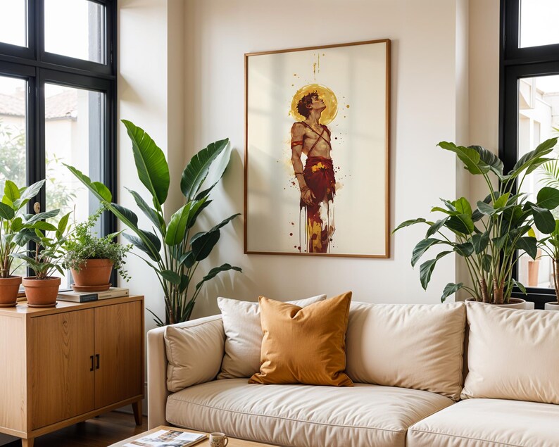 Saint Sebastian Printable Art | Watercolor Catholic Wall Decor image 3