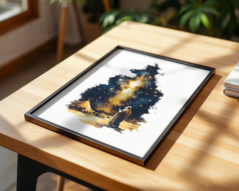 The Call of Abraham Printable Art | Modern Watercolor Catholic Wall Decor image 3