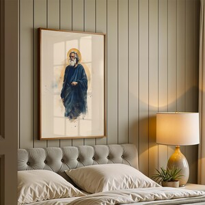 Utskrivbar konst av aposteln Sankt Bartolomeus | Akvarell katolsk väggdekoration bild 6
