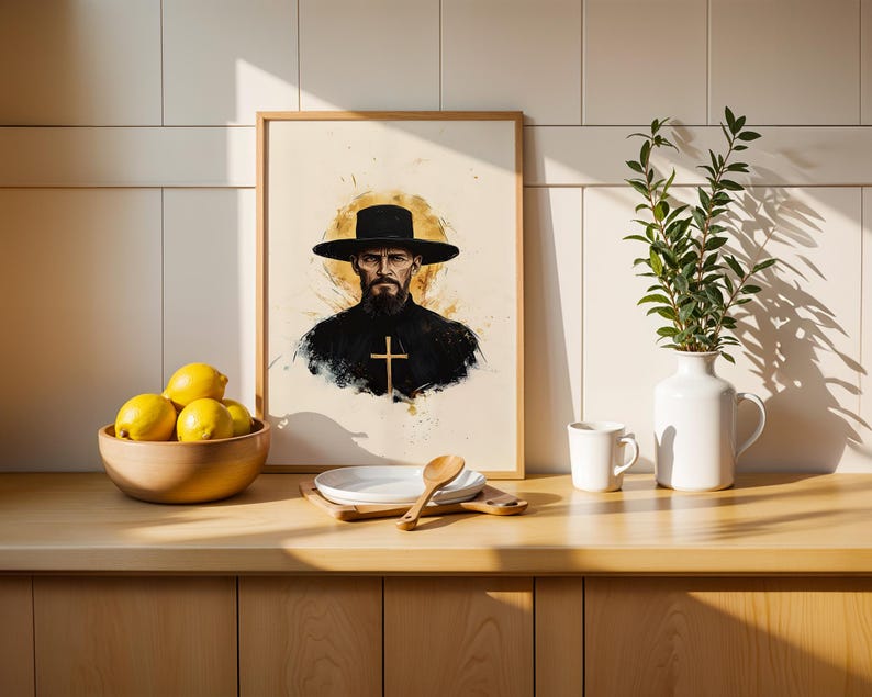 Sankt Damien av Molokai utskrivbar konst | Modern akvarell katolsk väggdekoration bild 7
