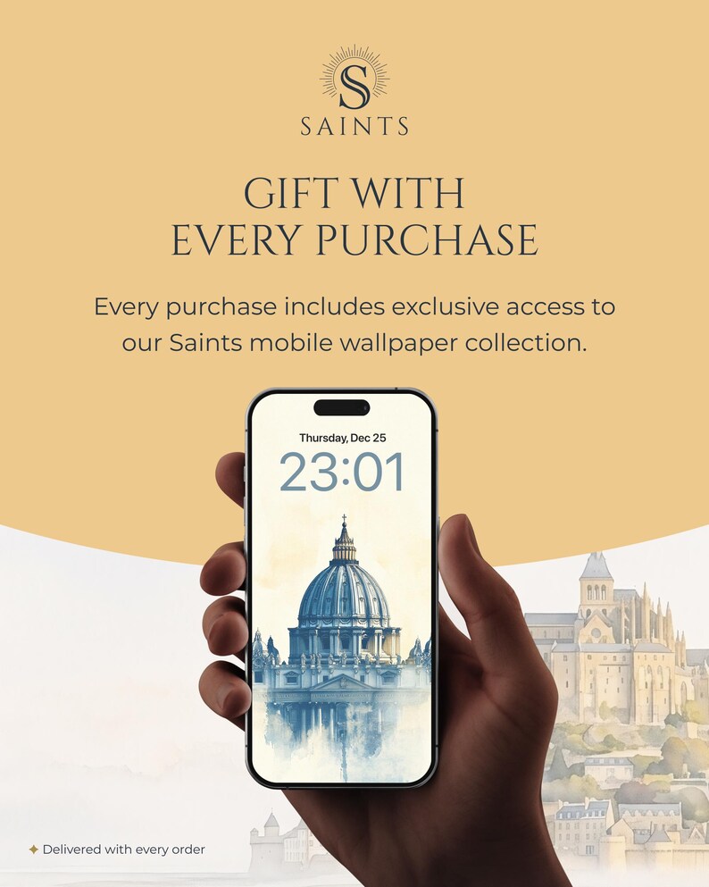 Inramad poster med Sankt Augustinus av Flodhästen | Modern kristen väggkonst | Minimalistisk katolsk dekor bild 8