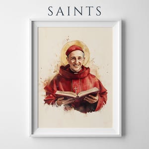 Saint Bonaventure Printable Art | Modern Watercolor Catholic Wall Decor image 1
