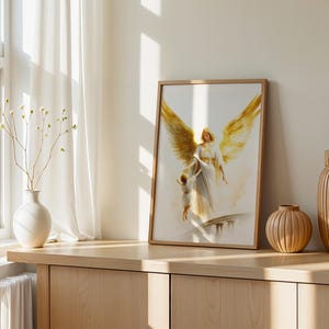Guardian Angel Printable Art | Modern Watercolor Catholic Wall Decor image 2