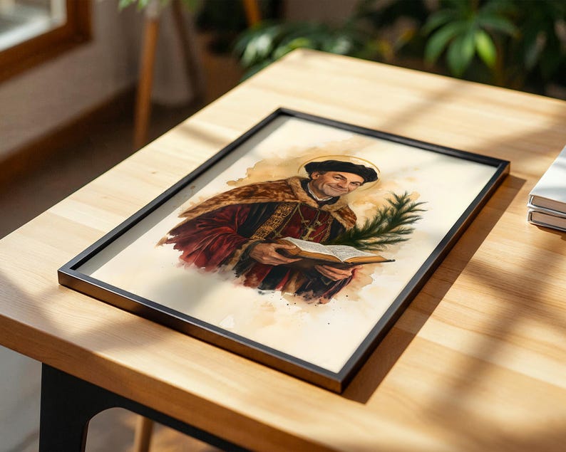 Saint Thomas More Framed Poster | Modern Watercolor Catholic Wall Art image 14